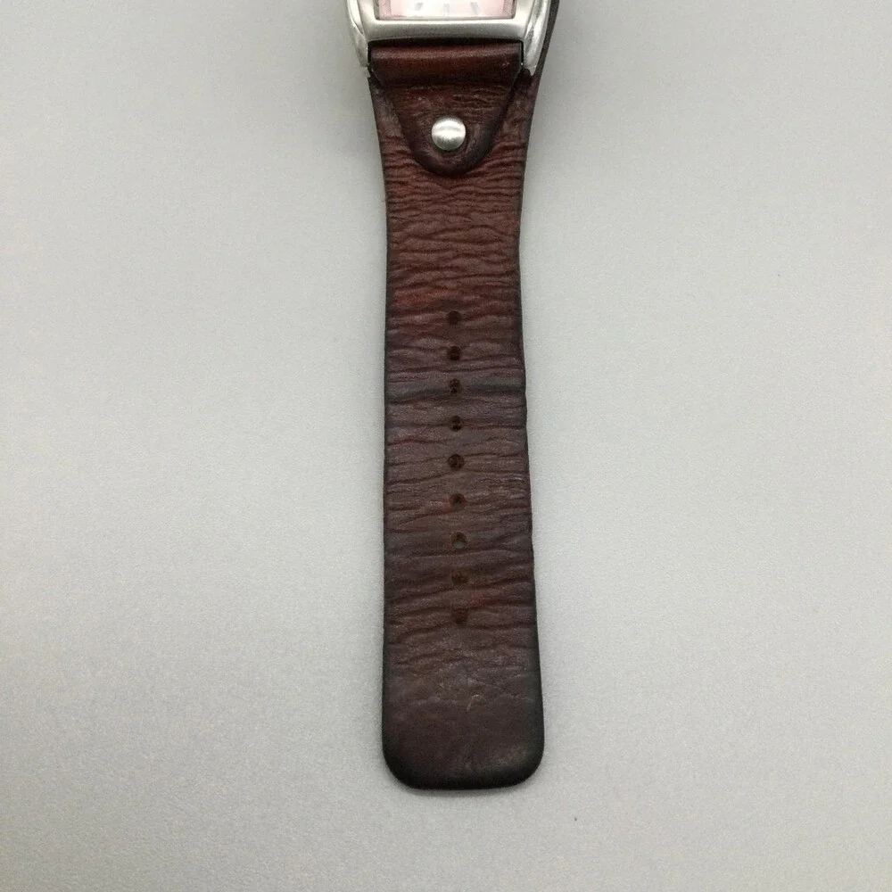 Fossil JR-8389 Womens Watch 33mm Pink Dial Leather Bund Date New Battery